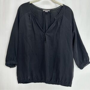 Vince silk blouse top black size XSmall V neck